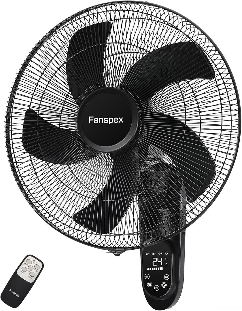 Fanspex 18" Wall Mounted Fan with Auto-oscillation, Timer, Adjust Wind Tilt for Home Garage Workshop Greenhouse Cooling & Air Circulation