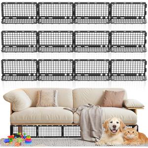 Abiglifty 12Pcs Under Couch Blocker,Under Bed Blocker for Pets,Adjustable Under Furniture Blocker with 30 Ties,Stop Cats & Dogs from Hiding Under Furniture (Black)