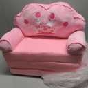 MOONBEEKI Kids Couch Fold Out, Foldable Princess Chair for Toddlers 1-3, Kids Furniture for Playroom, Gift for Birthday Christmas and HalloweenPink