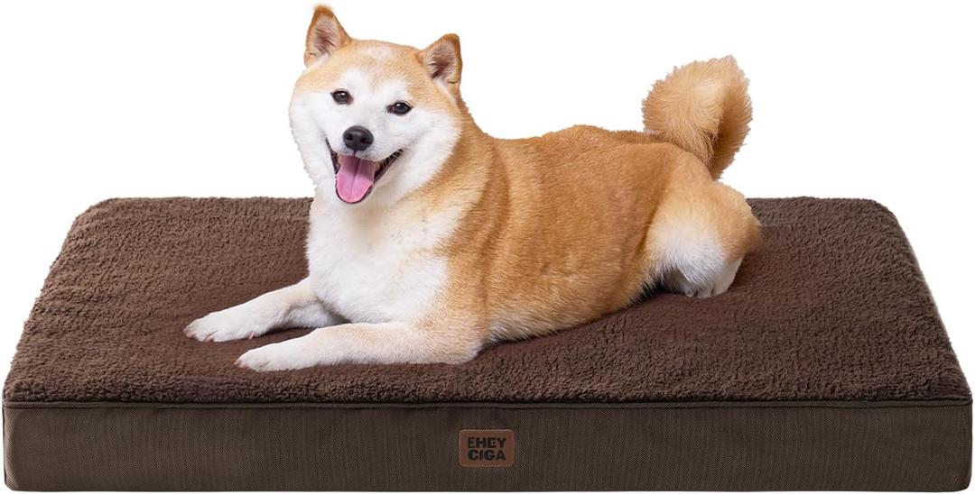 EHEYCIGA Orthopedic Dog Beds for Large Dogs with Removable Washable Cover, Brown, 36x27