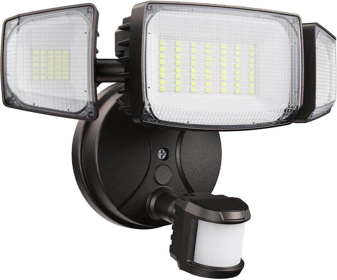 Olafus 80W Motion Sensor Outdoor Lights, 8000lm Hardwired Motion Flood Light, IP65 Waterproof LED Security Floodlights, 6500K Motion Detector Lights for Outside, Brown