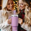 2 x Stanley Cup Accessories Set,Including 2 Pcs 0.4in Straw Cover, 1 Silicone Spill-Proof Stopper Set of 3, 1 Name ID Letter Handle Charm, 1 Silicone Cup Boot Fits Stanley 40&30 Oz Tumbler (M)