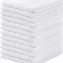 QQV White Terry Cloth Bar Mop Towels - 100% Cotton Cleaning Towels & Rags, Absorbent & Quick Drying, 16"x19", Pack of 12