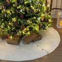 72-Inch Rib Knit Christmas Tree Skirt with Round Button Closures, Machine Washable, Cream