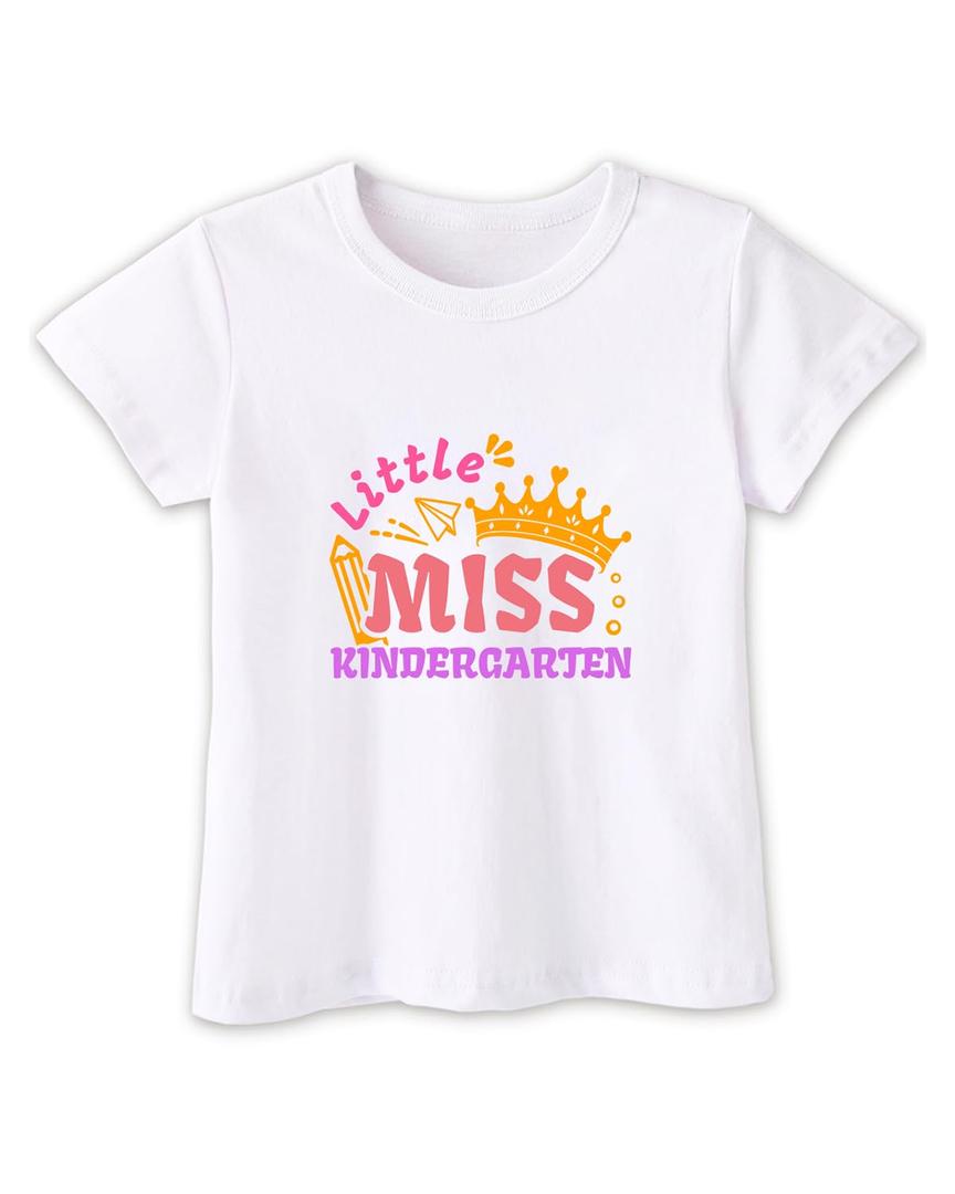 Habudda First Day of Kindergarten Shirt, Little Miss Girl Tee, 4-5T