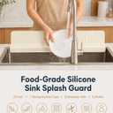 Food Grade Silicone Sink Splash Guard (23 Inch), 7 Strong Suction Cups Non-Slip Water Protector, Dishwasher Safe & Cuttable for Kitchen/Bathroom Countertops(Cream)