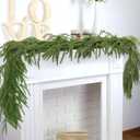 Christmas Garlands Artificial Norfolk Pine Garland Real Touch Faux Greenery Garland for Holiday, Fireplace, Mantle, Window, Stairs, Indoor, Outdoor Decor, 6FT