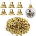 200Pcs Christmas Ornament Caps, 0.51Inch Plastic Gold Ball Ornament Tops Covers Replacement for DIY Crafts Christmas Decorations