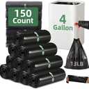 4 Gallon Small Trash Bags 150 Counts Garbage Bags Extra Strong Drawstring Bathroom Trash Bags Small Garbage Bags Black Trash Bag for Bathroom Bedroom Office Kitchen Trash Can