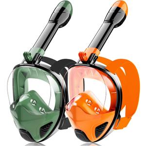 Full Face Snorkel Mask for Adults Teen, Snorkeling Gear with Detachable Camera Mount, Panoramic 180 View, Anti-Fog Anti-Leak Snorkling Set for Man and Women