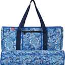 yookee home Mahjong Bag Neoprene Mahjong Tile Bag with Two Wrappers (Case Only), not Include Mahjong Accessories Mahjong Tote Bag for Women or Men Blue Paisley