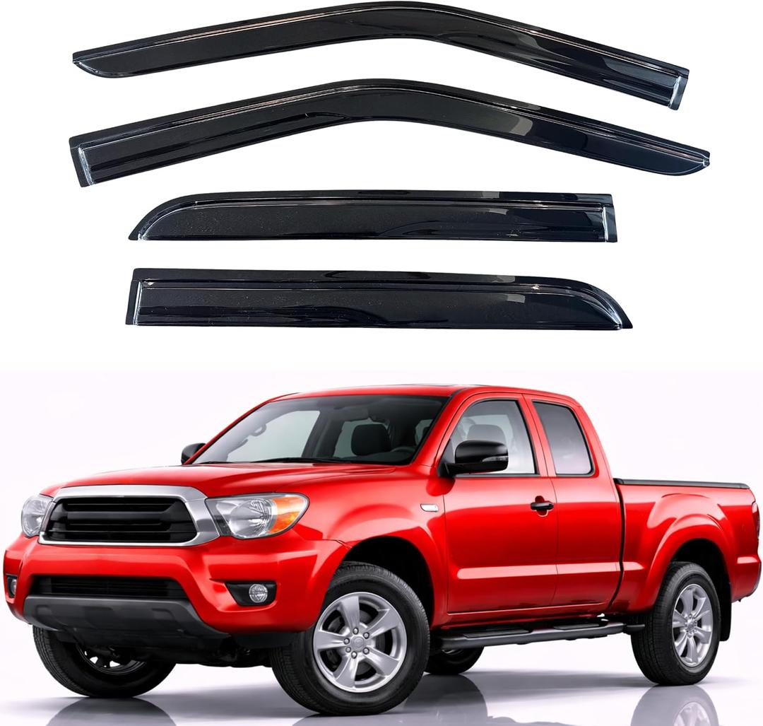 KPY Rain Guards Fit for 2005-2015 Toyota Tacoma Access Cab, Out-Channel Window Visors Vent Wind Deflectors 4PC, Truck Accessories for 05-15 Tacoma (Extended Cab Only)