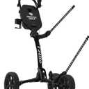 OMADA GOLF T2Lite Golf Push Cart | Lightweight, Ultra-Compact Folding Golf Cart | Large All Terrain Wheels | Umbrella Holder Included | Deep Storage Console | Adjustable Handle, Handbrake + Cup Holder