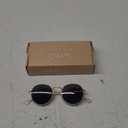 WearMe Pro - Reflective Lens Round Trendy Sunglasses (Gold Frame / Black Lens)