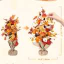 BLOSMON Thanksgiving Centerpieces for Dinner Table: 19.7 Inch Fall Indoor Home Decor Faux Tree with Timer 30 LED Lights - Artificial Pumpkin Berry Maple Leaf Pine Cone Trees Autumn Decoration (Orange & Red)