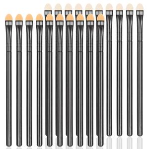 20Pcs Long Handle Eye Shadow Applicator Sticks, Double Sided Eyeshadow Sponge Applicator Eye Shadow Applicators Sponge Tip Reusable Long Handle Washable Foam Eyeshadow Applicators