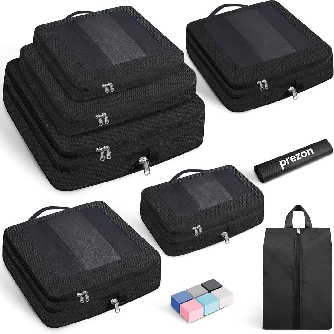 8 Set Compression Packing Cubes for Travel, Lightweight Vacation Travel Essentials, Travel Accessories for Suitcase Organizer Bags Set, Durable Luggage Organizer
