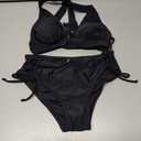 Yonique Women Two Piece Bathing Suits Push Up Bikini Set Halter Swimsuit Vintage Swimwear (XX-Small, Black)