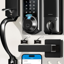 Veise VE07-H Fingerprint Smart Locks for Front Door with Handle Set, App Control, Keyless Entry Keypad Deadbolt, Digital Electronic Touchscreen, Easy Install, Auto Lock, Satin Nickel