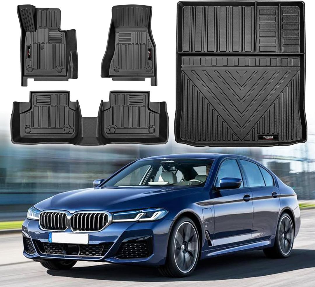 Custom for 2017-2023 BMW 5 Series G30 Floor Mats Cargo Liner Set Accessories TPE All Weather 530i,540i,530e,M550i,xDrive,M5 Accessories (for BMW 5 Series)