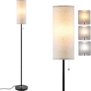 Floor Lamp for Living Room, 3 Color Temperature Modern Standing Lamps, Minimalist Pole Lamp Tall Lamps for Bedroom Living Room Office,Black (Linen)
