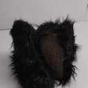 IXU Women's Faux Fur Boot Furry Fluffy Round Toe Suede Snow Winter Women Boots Comfy Plush Warm Short Outdoor Indoor Flat Shoes Mid-Calf Boots (6, Black)