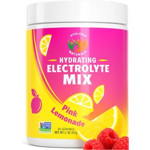 Electrolyte Powder Pink Lemonade Flavor | Sugar-Free Hydration Mix with 6 Key Electrolytes for Energy, Muscle Recovery & Cramp Relief | Keto, Vegan, Fasting Friendly | Magnesium + Potassium BB 3/31/24