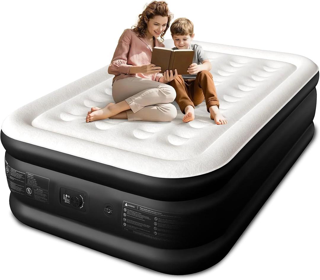CHERIMOR Full Size Air Mattress with Built-in Pump, 18" Raised Comfort, 48Hr Leak-Proof Test, Upgraded Honeycomb Pillar Design, Supports 600 lbs, 2.5-Min Inflation for Home Guest Room Camping