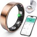 Smart Ring with Sleep Monitoring, Step Counting, Heart Rate, Blood Oxygen, Blood Pressure for iPhone and Android, No Subscription Fee, IP68 Waterproof Health Tracker (Rose Gold, 10)
