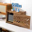 Solid Wood Projector Shelf Router Shelf Projector Stand Router Storage Box Router Cover Organized Modem Cable Power Strip Cable Management Hider Rack by Need Assembly (Rustic Brown)