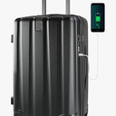 KROSER Hardside Expandable Carry On Luggage with Spinner Wheels & Built-in TSA Lock, Durable Suitcase Rolling Luggage with USB Port, Carry-On 20-Inch, Black
