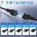 MICTUNING 15A 250V AC Port Plug, 5-in-1 T-Blade Adapter & 20'' Dual Extension Cord, 12 AWG RV Power Inlet Outlet Socket Heavy-Duty Shore Waterproof Outdoor Electrical Receptacle, with Hole Saw