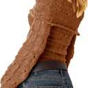 Womens Off The Shoulder Hollow Out Sweaters Sexy Slim Fitted Cropped Long Sleeve Knit Tops (Petite) (S)