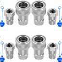 Cplbrb 3/ 8'' Ag ISO 7241-B Hydraulic Quick Connect Coupler Set, Heavy-Duty Carbon Steel Coupling Fittings with 3/ 8'' Body and Dust Cap-4 Sets