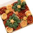 Ling's moment Artificial Flowers Terracotta Silk Austin Roses Orange Silk Roses w/Stem for Fall Wedding Bouquets Centerpieces Party Home Decoration