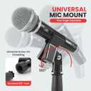 Pyle Universal Microphone Stand - Handheld Mic Compatible, Heavy Compact Base, Lightweight & Compact Design, 2.8 to 5 Ft Height Adjustable Clamp, Pivot Angle Clip, Home/Studio Use (Pair)