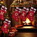 2 x HYTENSUN Letter Christmas Stockings 15.6 Inches Monogram Red Velvet with Bell Xmas Stockings Classic Personalized Stocking Decorations for Family Holiday Season Decor (Sod023rdd)