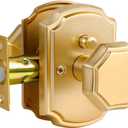 2 Pack Gold Door Knobs Privacy Door Knob Satin Brass Door Knob Interior Brushed Gold Door Knobs for Bedroom and Bathroom,Zinc Alloy