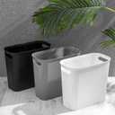 rejomiik Small Trash Can, 3.5 Gallon Garbage Can Slim Waste Basket Plastic Trash Bin Container with Handles for Bathroom, Bedroom, Home, Office, Dorm Room, Kitchen, Rectangular, White (1 pack)