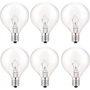 SerBion 30 Watt G50 Wax Warmer Light Bulbs, Replacing Bulbs for Full Size Scentsy Warmers, E12 Base G16.5 Globe Clear Bulb for Candle Wax Warmer, Long Lifespan, 120 Volt (6 Pack)
