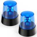 2Pcs Blue Rotating Strobe Light, Battery Operated 360 Degree Rotating Light, Disco Bar Party Decorative Light
