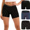 INNERSY Women's 4" Inseam Boxers Briefs Cotton Boyshorts Underwear Ladies Panties 3-Pack (Large, Flower-covered)