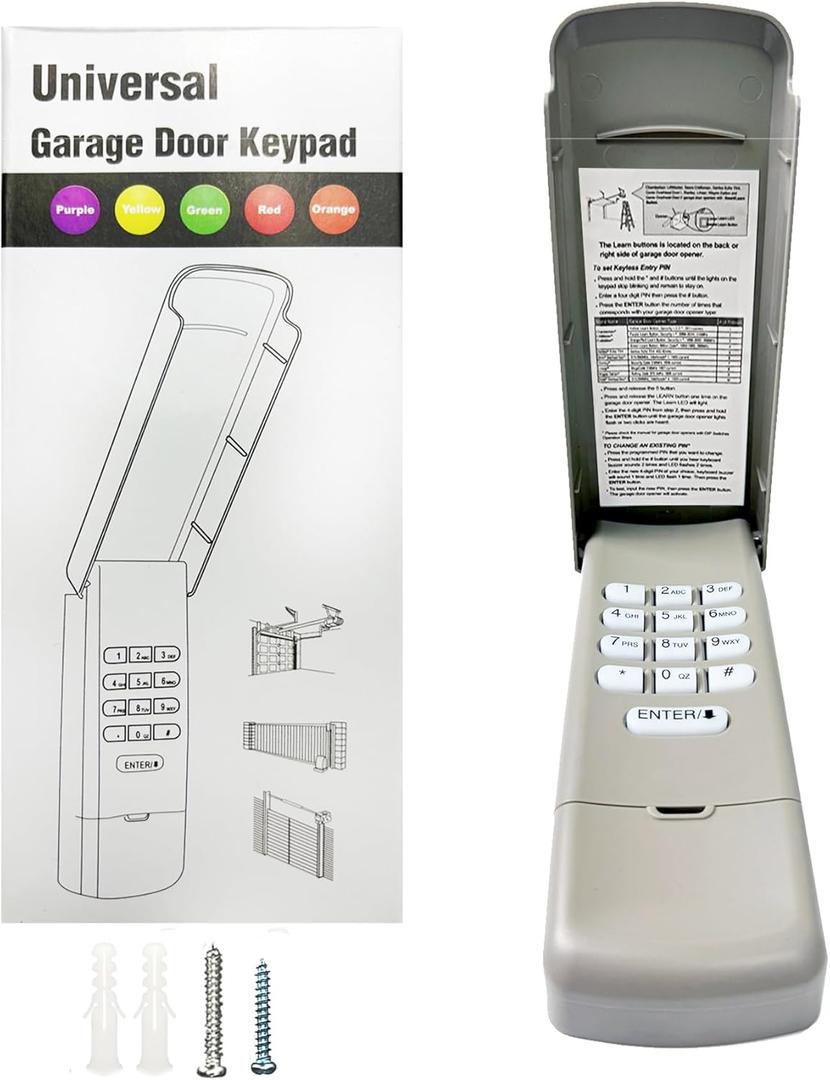 Universal Garage Door Opener Keypad for Liftmaster Chamberlain Craftsman Wayne Dalton Openers Produced Since 1993, Wireless Keypad Keyless Entry, Replaces 877/878MAX 377/977/877/66LM, Safe Security