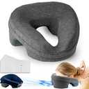 Face Down Pillow for Massage Table, Massage Headrest for Bed, Stomach Sleeping Pillow with Face Cradle Pad, BBL Pillow After Surgery Post Eye Surgery Recovery, Massage Pillow with Removable Cover Grey (Gray)