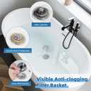 Universal Bathtub Drain Stopper Shower Drain Hair Catcher with Visible Top Strainer, Upgraded 3 in 1 Pop-up Tub Stopper Drain Plug Fit for 1.5 to 2.4" Hole, Stainless Steel Filter Basket