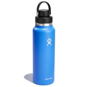 Hydro Flask Water Bottle - Insulated Stainless Steel - Wide Mouth Flex Lid, Non Spill, Leakproof and Refillable in 40 Oz Blue