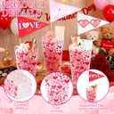 Thyle 6 Pack Valentine's Day Gifts Buckets with Label Flags, Red Heart Popcorn Treat Buckets Plastic Heart Party Favor Boxes for Valentine Gifts Filling Galentine Party Supplies Weddings Anniversary