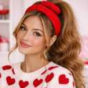 Red Headband & Scrunchie Set  Red Hair Accessories for Women & Girls