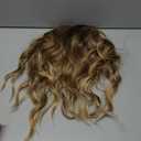 PANEWAY 16Inch Wavy Curly Brown Blonde Hair Topper with Dark Root - Clip In Hair Topper for Women