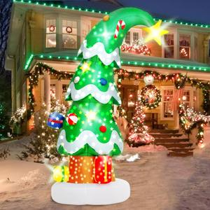 6 FT Christmas Outdoor Inflatable Decorations, Blow Up Christmas Tree with LED Light for Xmas Holiday Party Garden, Yard, Lawn Decor